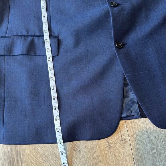 Lauren Ralph Lauren Ultraflex LONG Wool Blend 2 Button Suit Blazer Blue 46L - Picture 13 of 13
